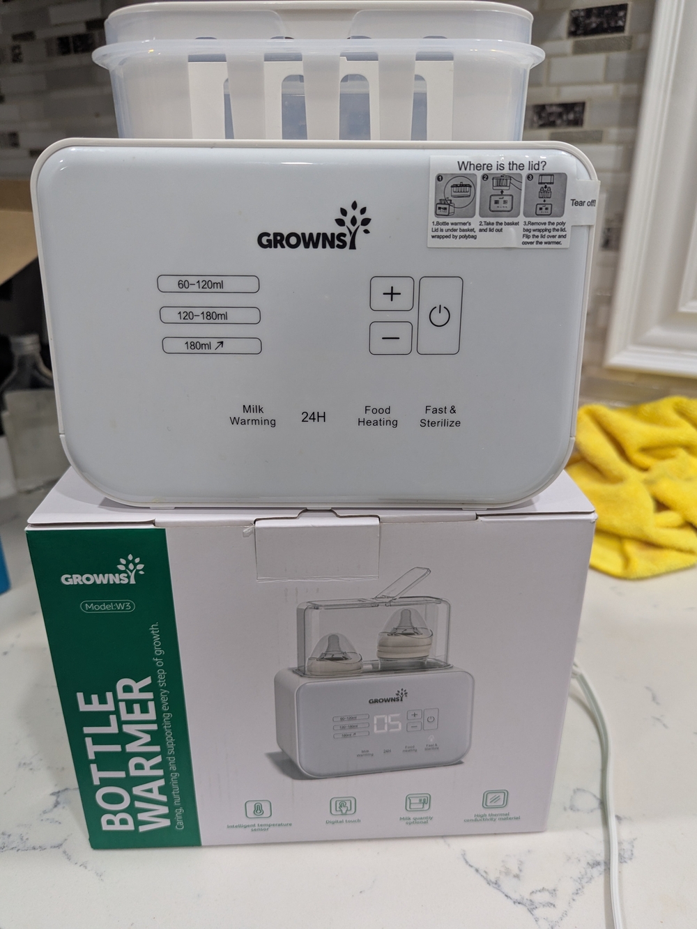 Grownsy White Baby Bottle Warmer with Sterilize & 24H Keep-Warm
